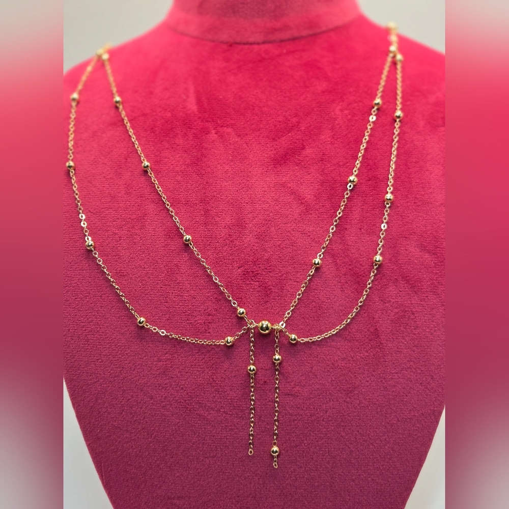 Chic Gold Tone Layered Necklace NWOT, Longer Apx 20"